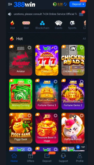 388win game dashboard image