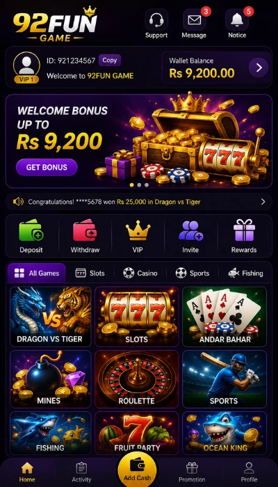 92FUN Game Dashboard image