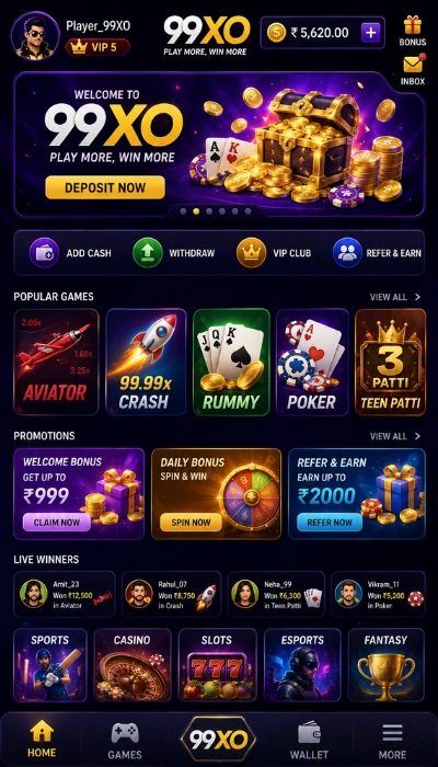 99XO Game Dashborad image