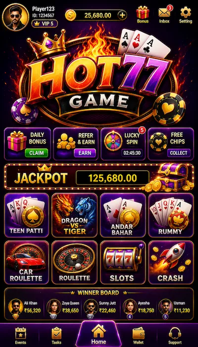 Hot77 Game Dashboard image